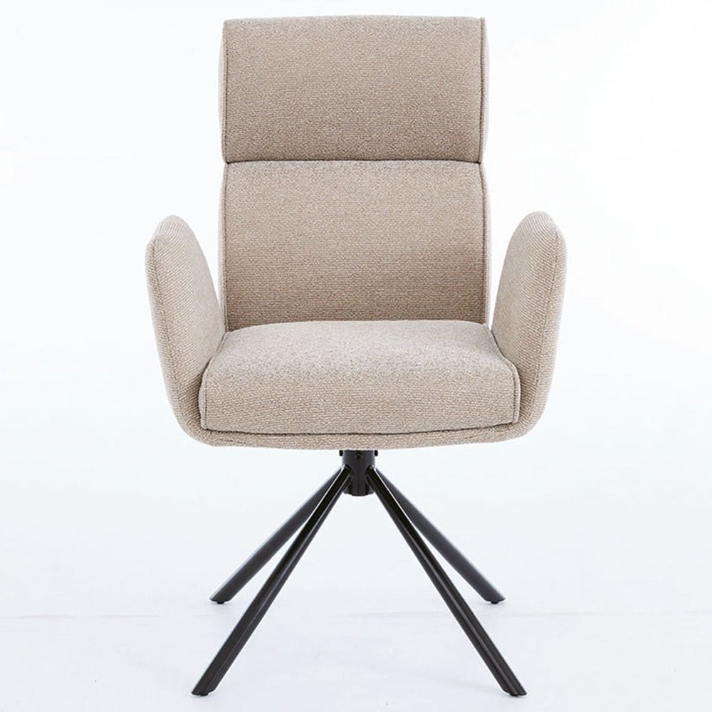 1.2m Grey Circular Ceramic Table & 4 x Biscuit High Back Swivel Chair Set - The Furniture Warehouse