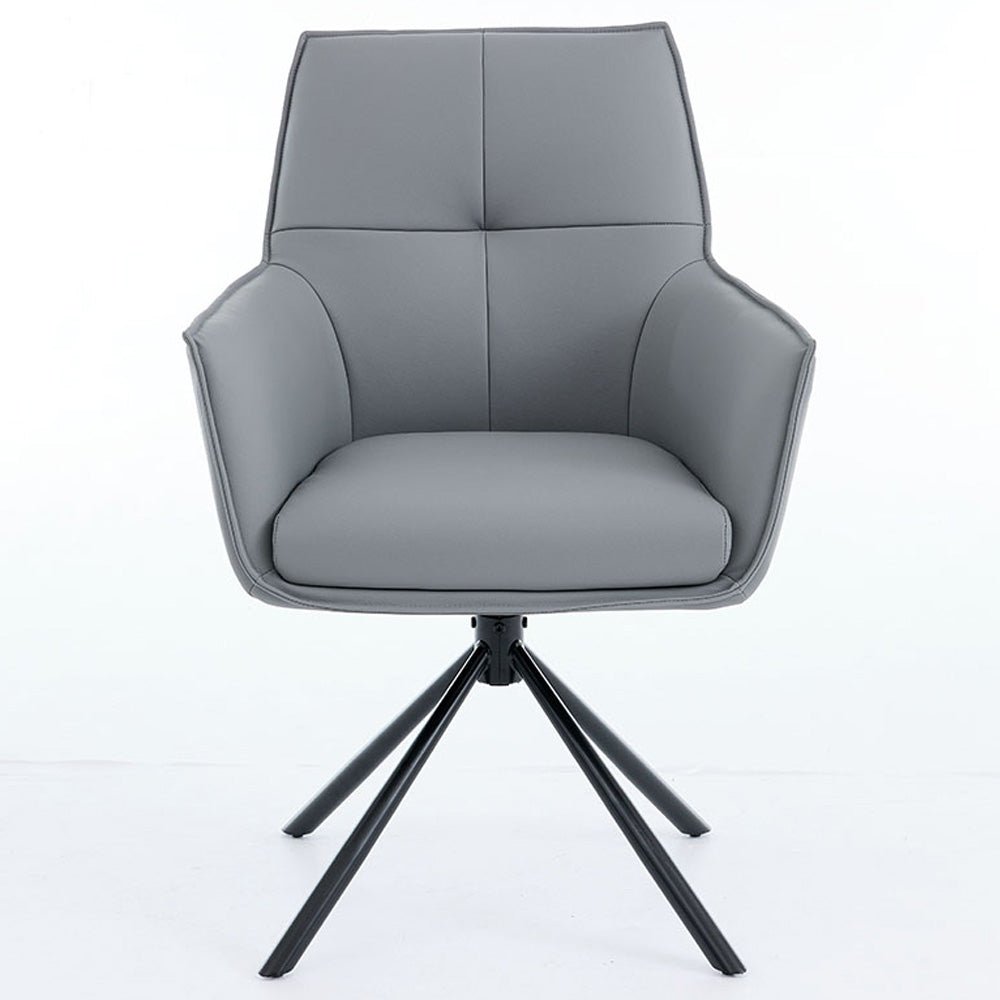 1.2m Grey Circular Ceramic Table & 4 x Dark Grey Luxe Cross Stitch Swivel Chair Set - The Furniture Warehouse
