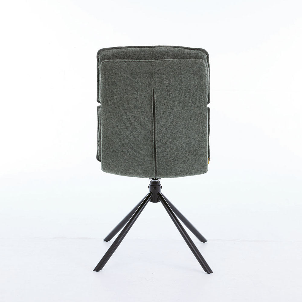 1.2m White Ceramic Table & 4 x Forest Green Luxe Panel Stitch Swivel Chair Set - The Furniture Warehouse