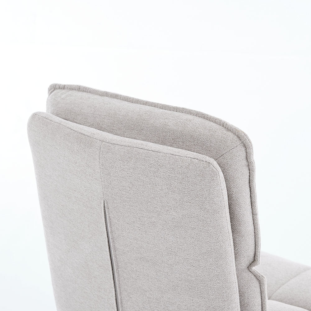 1.2m White Ceramic Table & 4 x Grey Luxe Panel Stitch Swivel Chair Set - The Furniture Warehouse