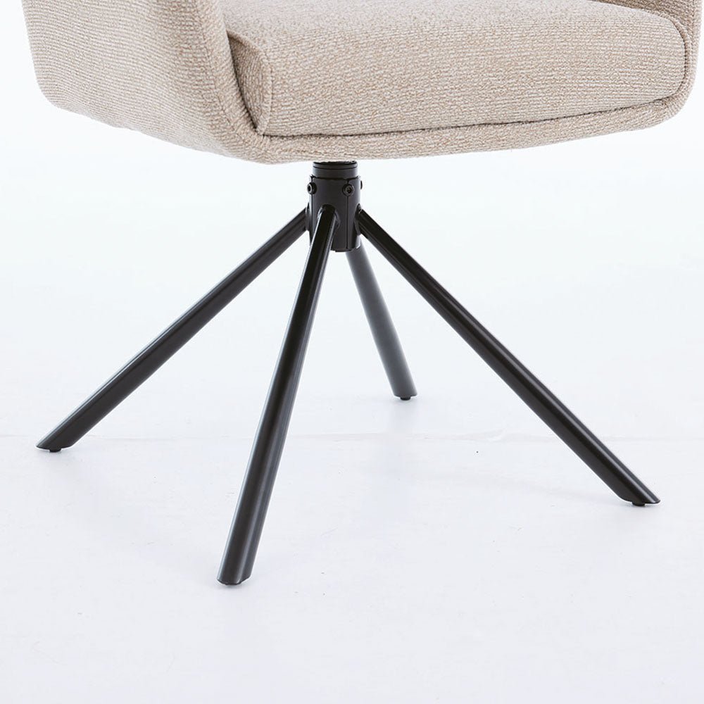 1.2m White Circular Ceramic Table & 4 x Biscuit High Back Swivel Chair Set - The Furniture Warehouse