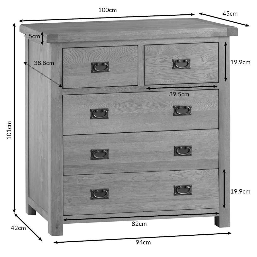Winchester Oak 2 Over 3 Chest