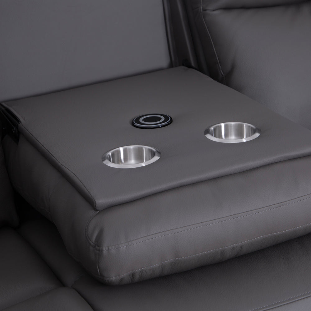 Florence Pewter Power Recliner 3 Seater Sofa with Console
