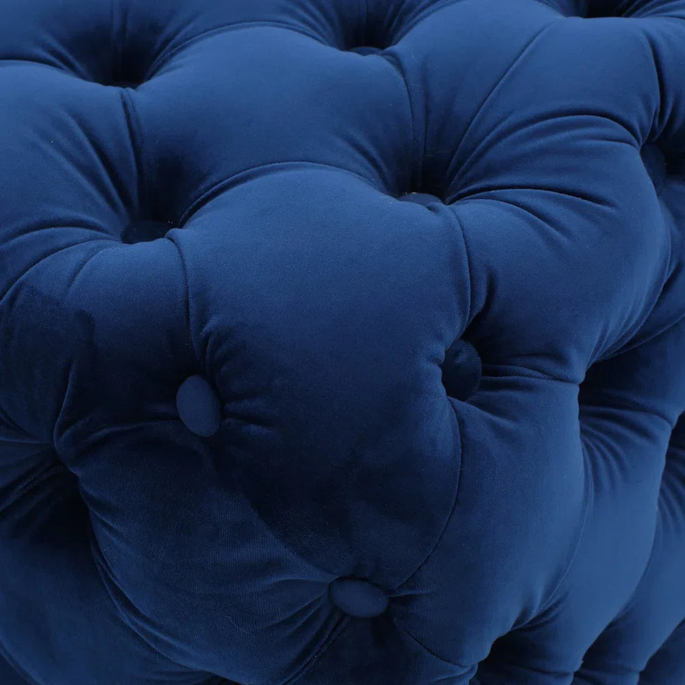 Navy Blue Square Tufted Ottoman