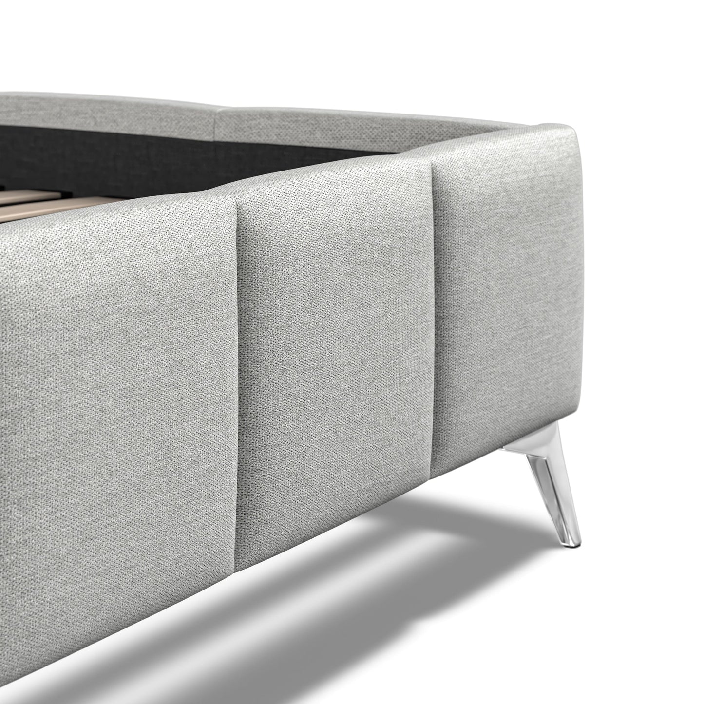 Baymore Grey Linen King Size Upholstered Bed Frame