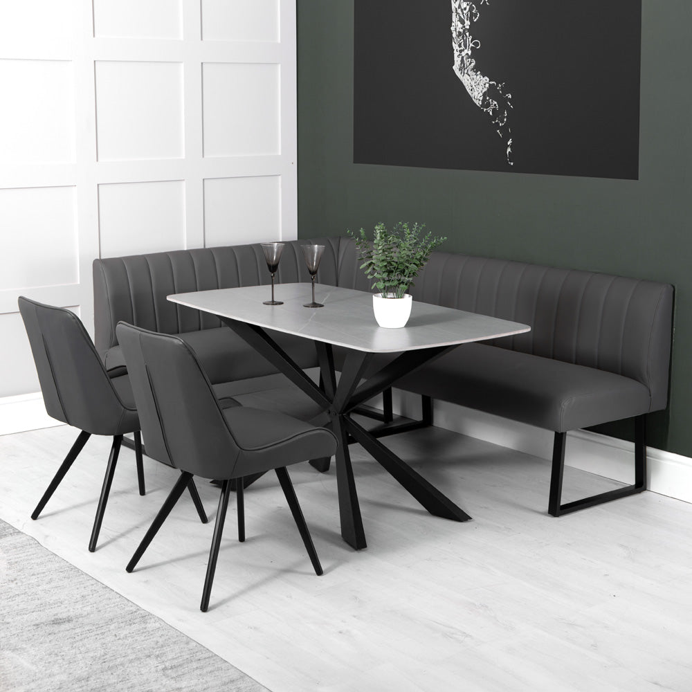 Charlesworth Grey 142cm Right Hand Modern Industrial Dining Bench