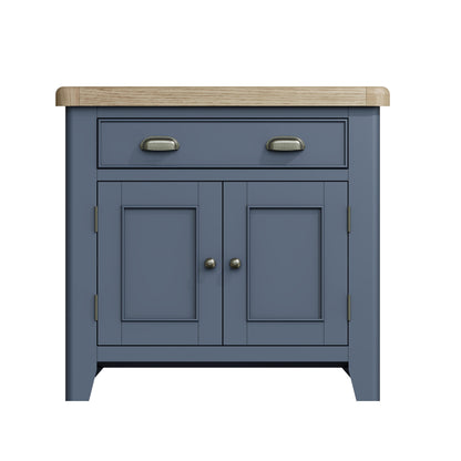 Wessex Smoked Oak Blue Painted Mini 1 Drawer 2 Door Sideboard