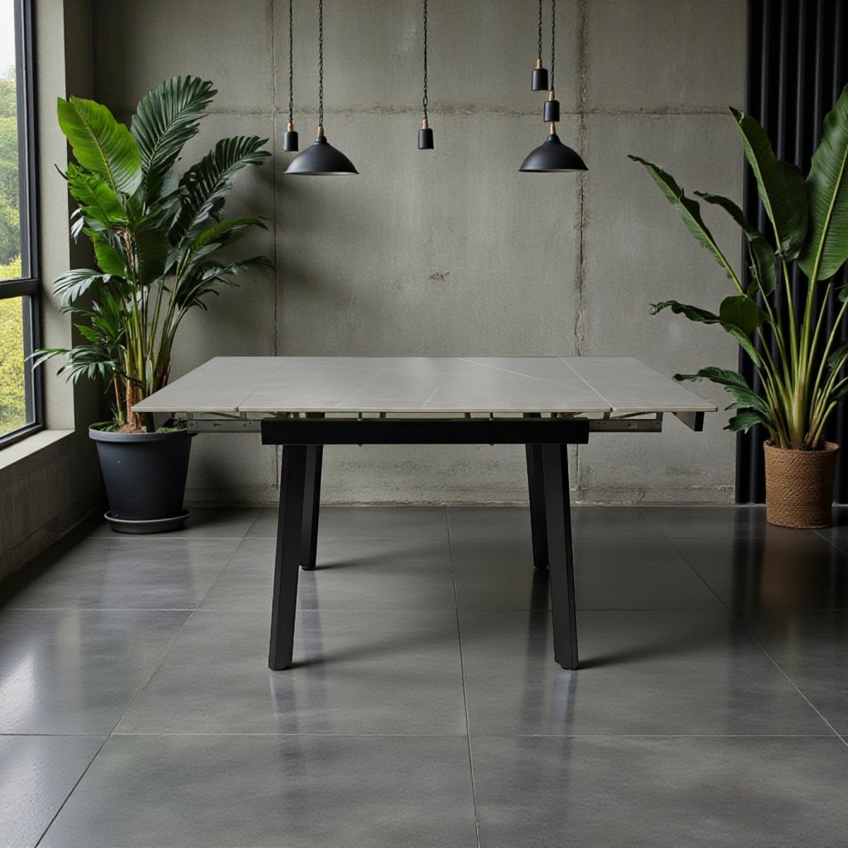 0.8m Grey Square Extending Ceramic Table - The Furniture Warehouse