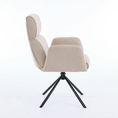 0.8m Grey Square Extending Ceramic Table & 4 x Biscuit High Back Swivel Chair Set - The Furniture Warehouse