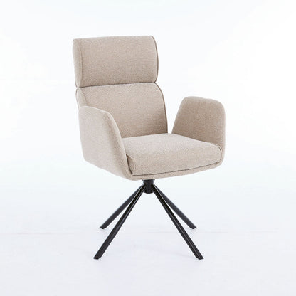 0.8m Grey Square Extending Ceramic Table & 4 x Biscuit High Back Swivel Chair Set - The Furniture Warehouse