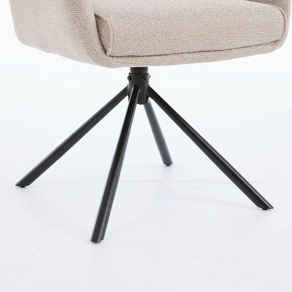 0.8m Grey Square Extending Ceramic Table & 4 x Biscuit High Back Swivel Chair Set - The Furniture Warehouse