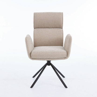 0.8m Grey Square Extending Ceramic Table & 4 x Biscuit High Back Swivel Chair Set - The Furniture Warehouse