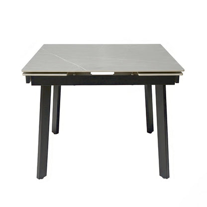 0.8m Grey Square Extending Ceramic Table & 4 x Dark Grey Luxe Cross Stitch Swivel Chair Set - The Furniture Warehouse
