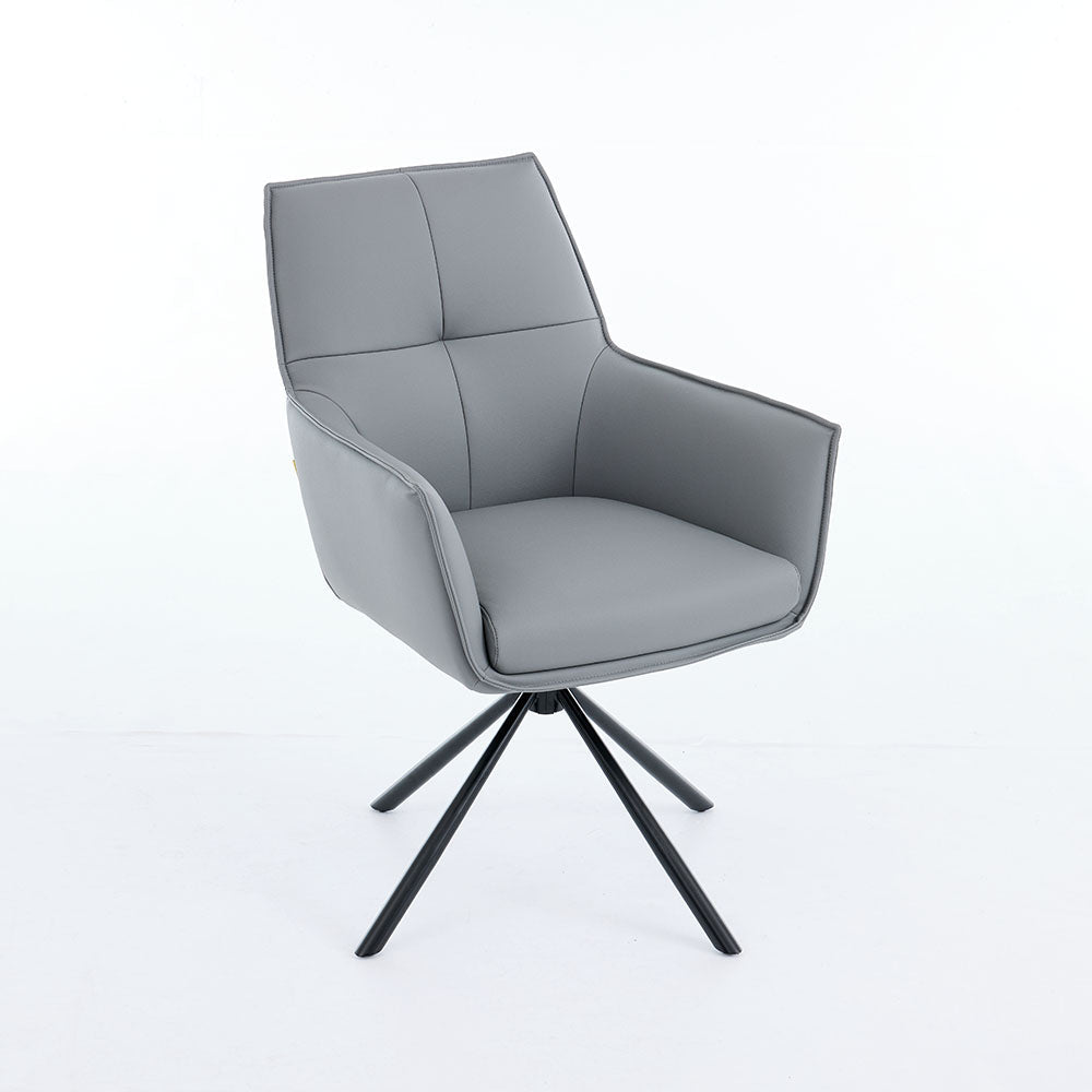 0.8m Grey Square Extending Ceramic Table & 4 x Dark Grey Luxe Cross Stitch Swivel Chair Set - The Furniture Warehouse