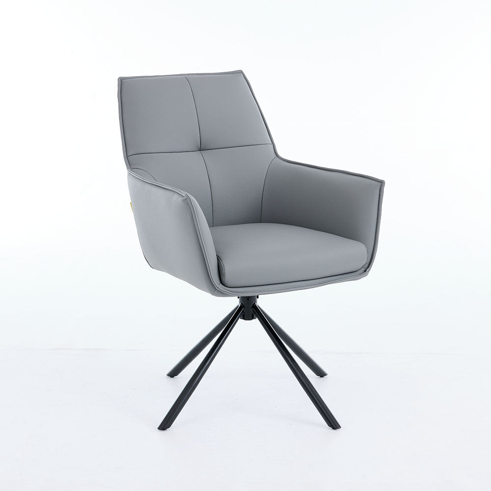 0.8m Grey Square Extending Ceramic Table & 4 x Dark Grey Luxe Cross Stitch Swivel Chair Set - The Furniture Warehouse