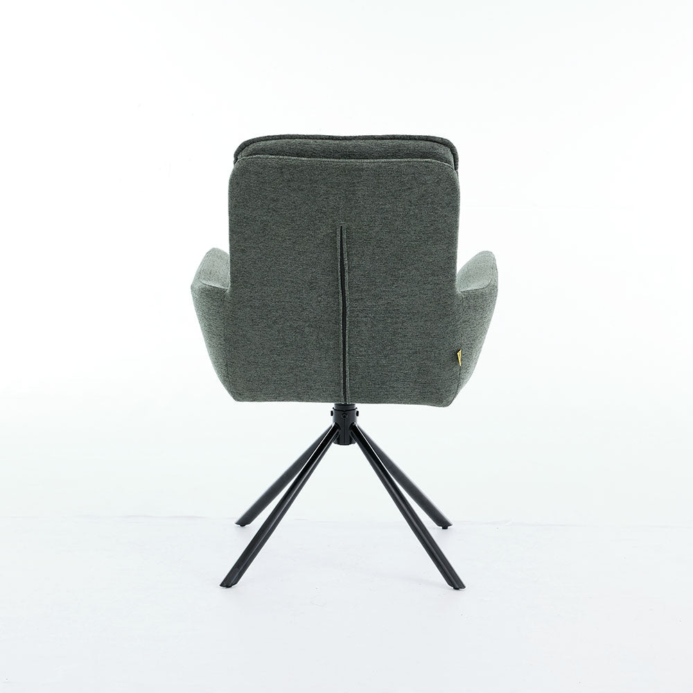 0.8m Grey Square Extending Ceramic Table & 4 x Forest Green Luxe Panel Stitch Swivel Chair Set - The Furniture Warehouse