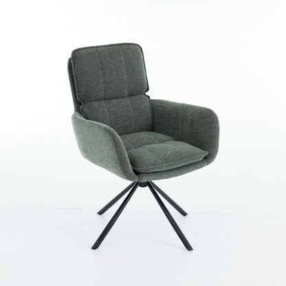 0.8m Grey Square Extending Ceramic Table & 4 x Forest Green Luxe Panel Stitch Swivel Chair Set - The Furniture Warehouse