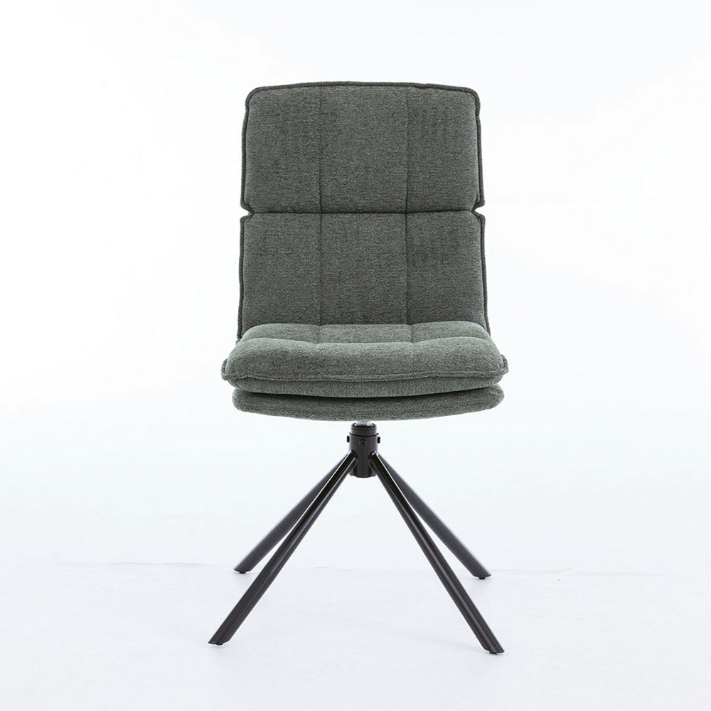 0.8m Grey Square Extending Ceramic Table & 4 x Forest Green Luxe Panel Stitch Swivel Chair Set - The Furniture Warehouse