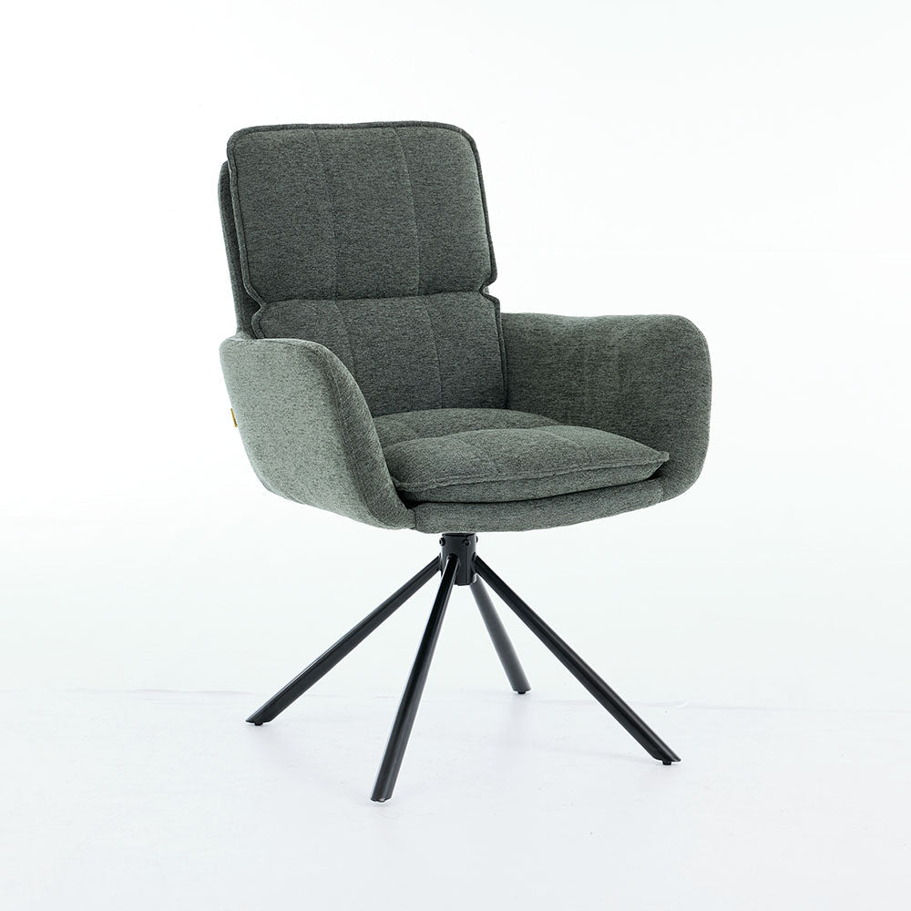 0.8m Grey Square Extending Ceramic Table & 4 x Forest Green Luxe Panel Stitch Swivel Chair Set - The Furniture Warehouse