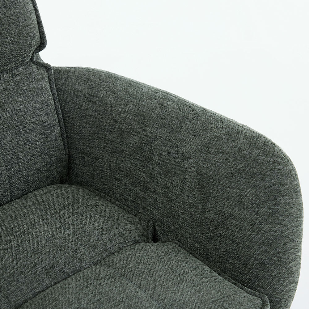0.8m Grey Square Extending Ceramic Table & 4 x Forest Green Luxe Panel Stitch Swivel Chair Set - The Furniture Warehouse