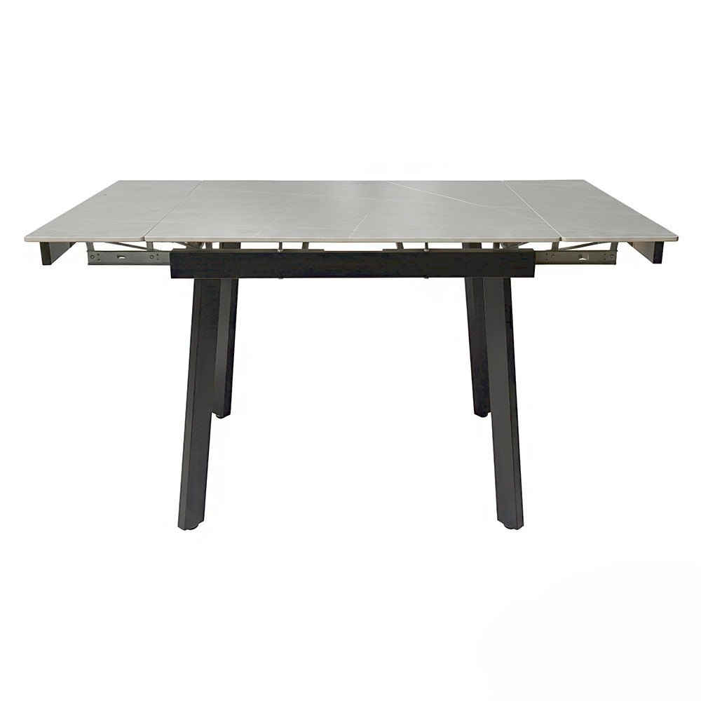0.8m Grey Square Extending Ceramic Table & 4 x Grey Luxe Panel Stitch Swivel Chair Set - The Furniture Warehouse