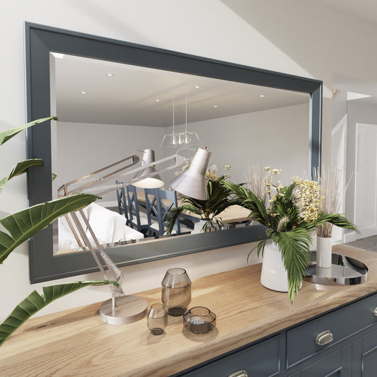 Wessex Smoked Oak Blue Painted Large Wall Mirror