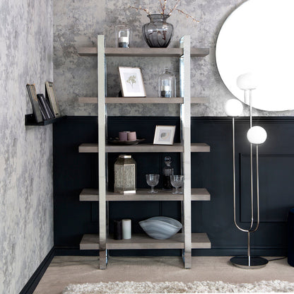 Milan Chrome & Oak Large Bookcase