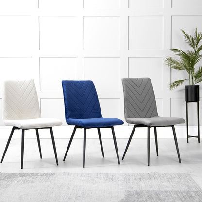 1.2m Concrete Table & 4 x CH66 Blue Chairs - The Furniture Warehouse
