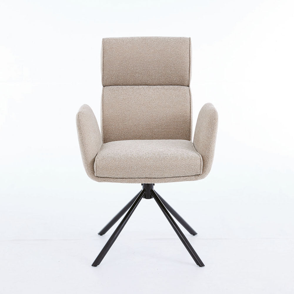 1.2m Grey Ceramic Table & 4 x Biscuit High Back Swivel Chair Set - The Furniture Warehouse