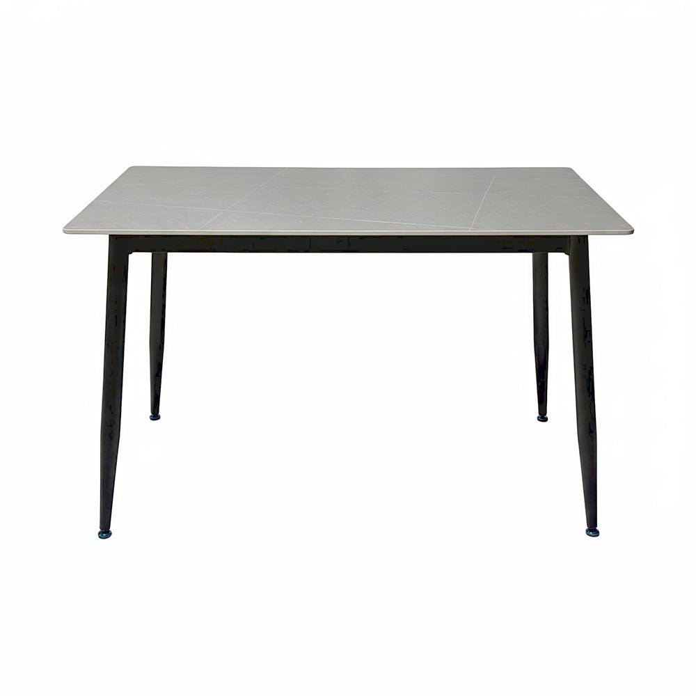 1.2m Grey Ceramic Table & 4 x Biscuit Panel Stitch Chair Set - The Furniture Warehouse