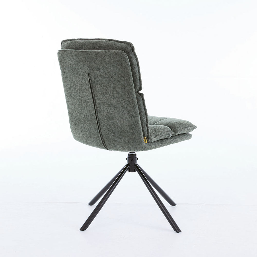 1.2m Grey Ceramic Table & 4 x Forest Green Luxe Panel Stitch Swivel Chair Set - The Furniture Warehouse