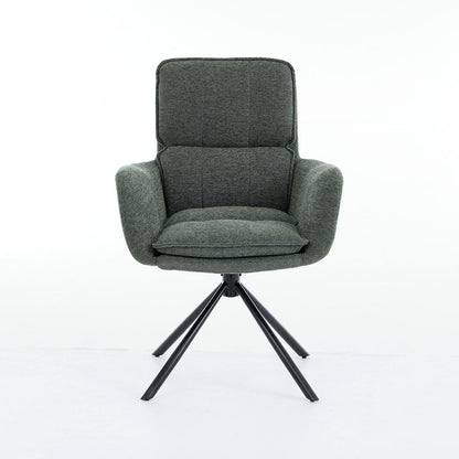 1.2m Grey Ceramic Table & 4 x Forest Green Luxe Panel Stitch Swivel Chair Set - The Furniture Warehouse
