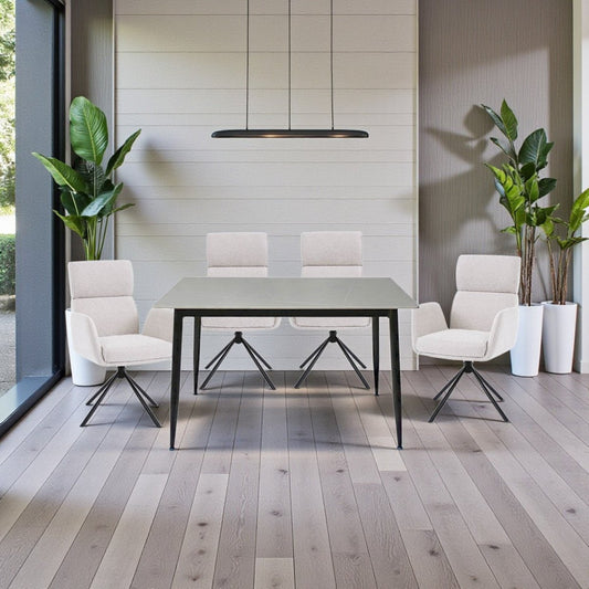 1.2m Grey Ceramic Table & 4 x Grey High Back Swivel Chair Set - The Furniture Warehouse