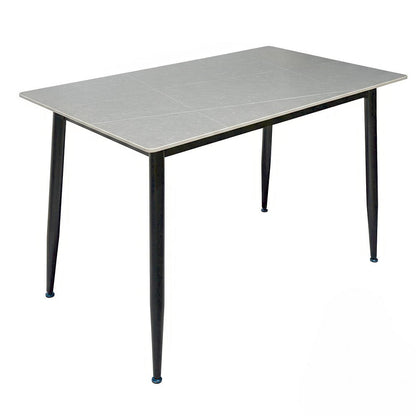 1.2m Grey Ceramic Table & 4 x Grey Luxe Panel Stitch Swivel Chair Set - The Furniture Warehouse