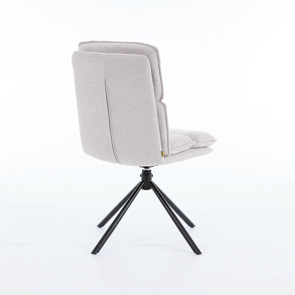 1.2m Grey Ceramic Table & 4 x Grey Luxe Panel Stitch Swivel Chair Set - The Furniture Warehouse