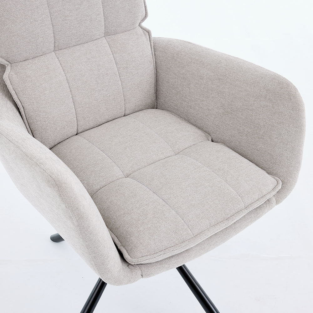 1.2m Grey Ceramic Table & 4 x Grey Luxe Panel Stitch Swivel Chair Set - The Furniture Warehouse