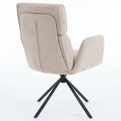 1.2m Grey Circular Ceramic Table & 4 x Biscuit High Back Swivel Chair Set - The Furniture Warehouse