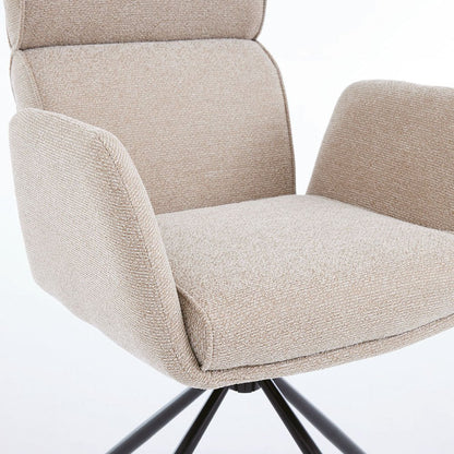 1.2m Grey Circular Ceramic Table & 4 x Biscuit High Back Swivel Chair Set - The Furniture Warehouse