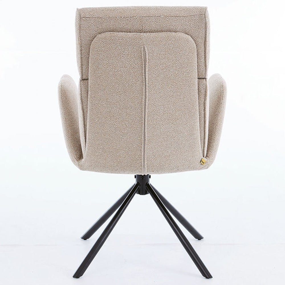 1.2m Grey Circular Ceramic Table & 4 x Biscuit High Back Swivel Chair Set - The Furniture Warehouse