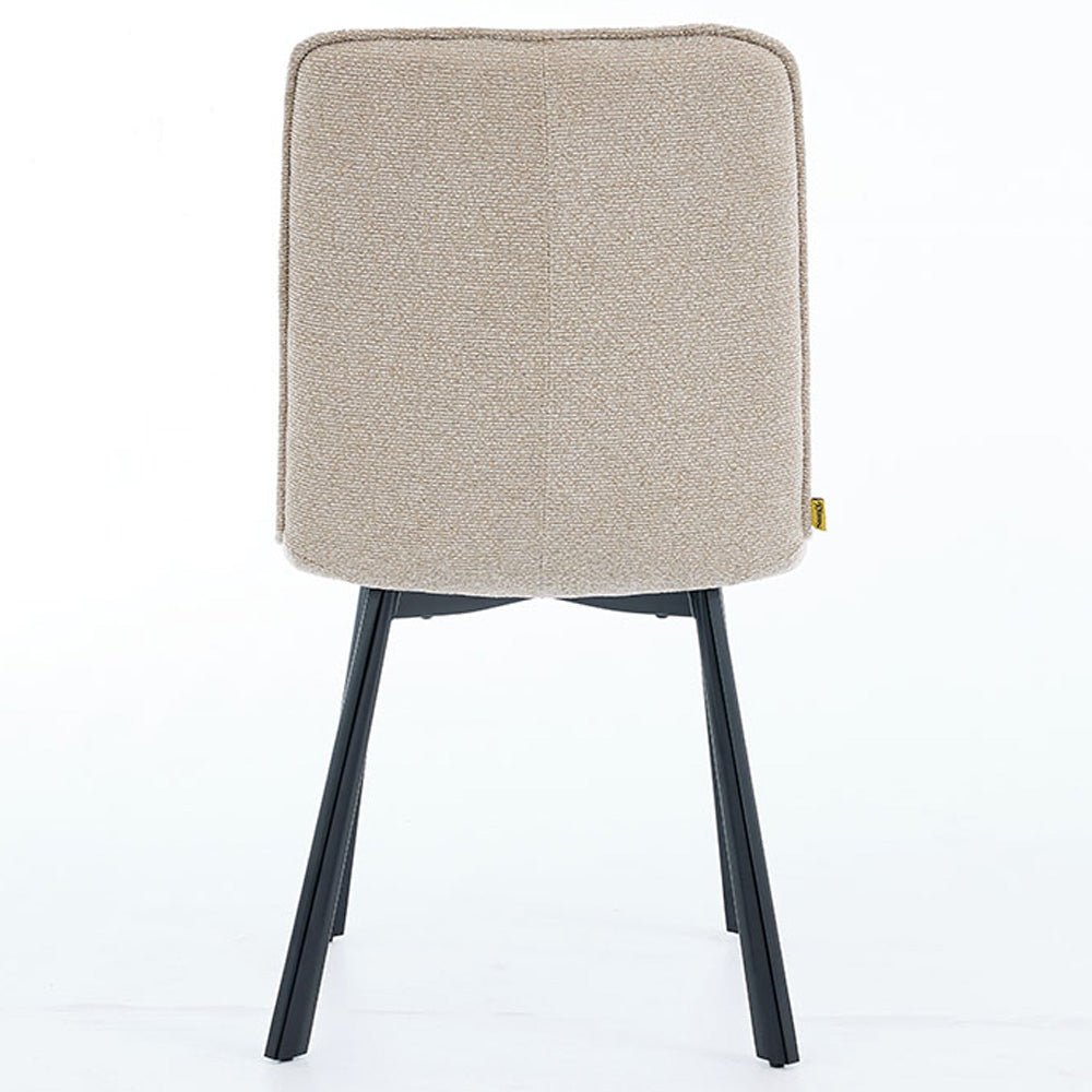 1.2m Grey Circular Ceramic Table & 4 x Biscuit Panel Stitch Chair Set - The Furniture Warehouse