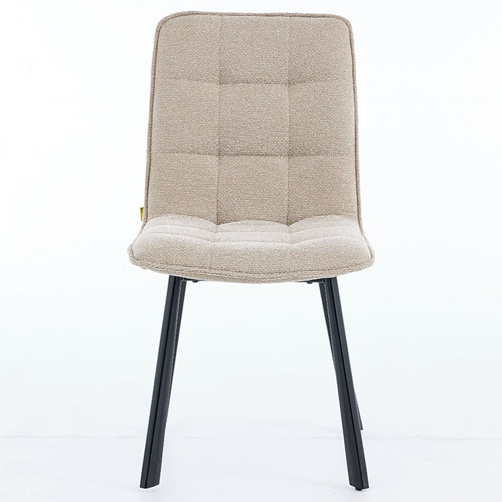 1.2m Grey Circular Ceramic Table & 4 x Biscuit Panel Stitch Chair Set - The Furniture Warehouse