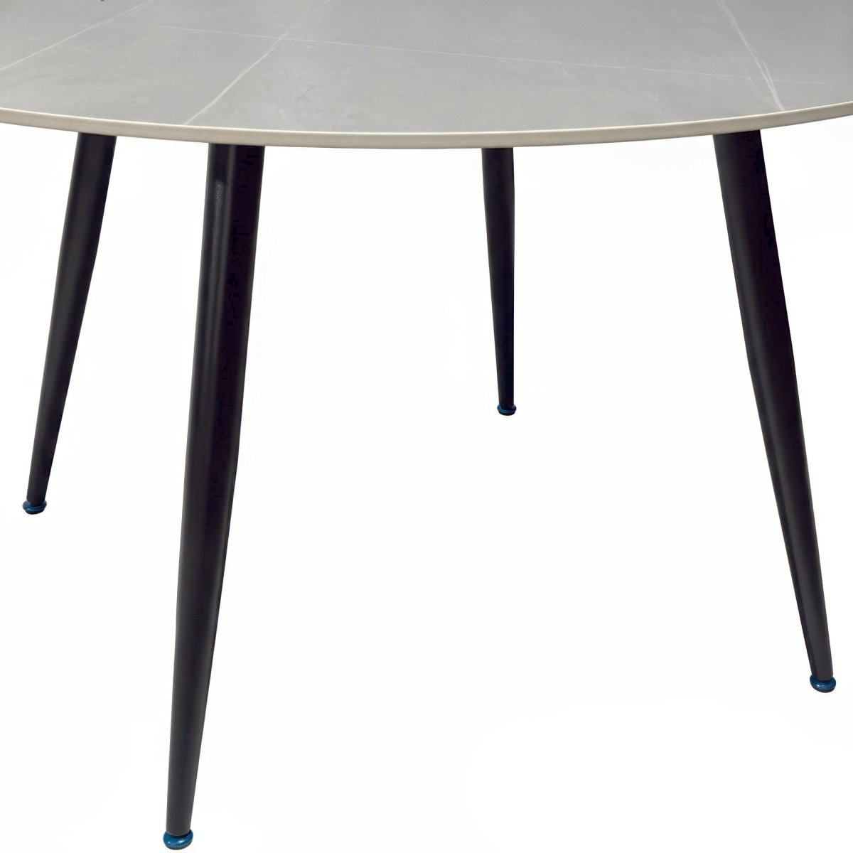 1.2m Grey Circular Ceramic Table & 4 x Biscuit Panel Stitch Chair Set - The Furniture Warehouse