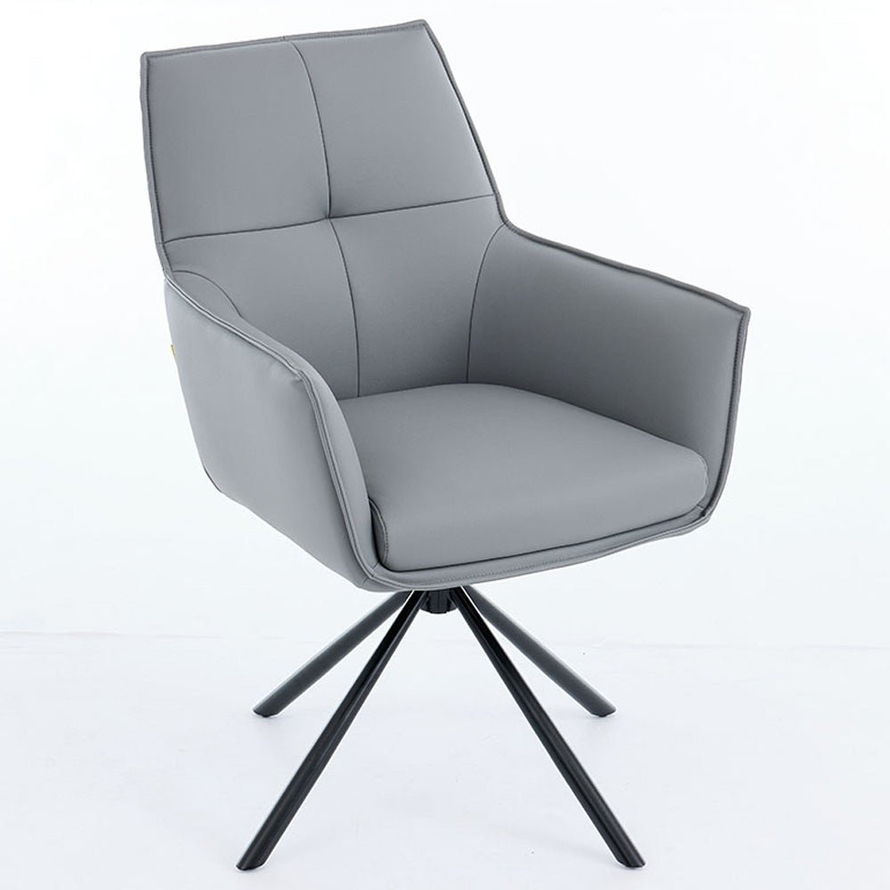 1.2m Grey Circular Ceramic Table & 4 x Dark Grey Luxe Cross Stitch Swivel Chair Set - The Furniture Warehouse