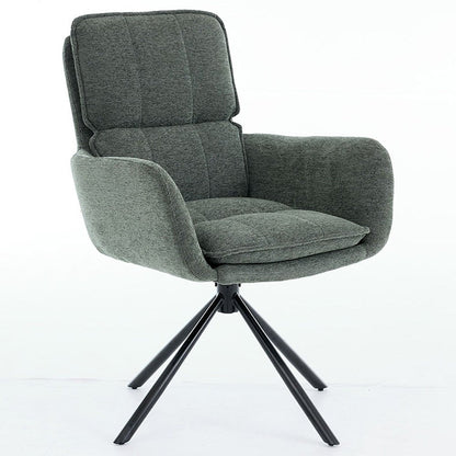 1.2m Grey Circular Ceramic Table & 4 x Forest Green Luxe Panel Stitch Swivel Chair Set - The Furniture Warehouse