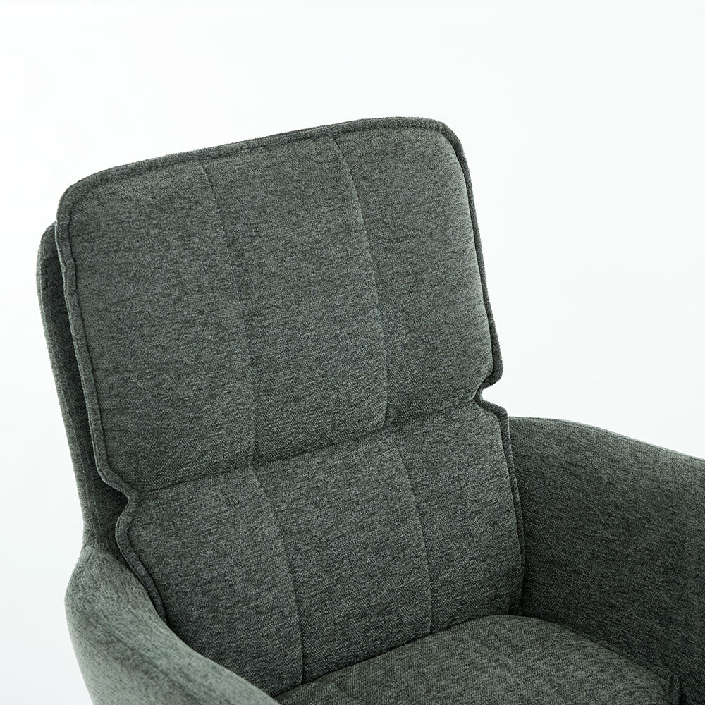 1.2m Grey Circular Ceramic Table & 4 x Forest Green Luxe Panel Stitch Swivel Chair Set - The Furniture Warehouse