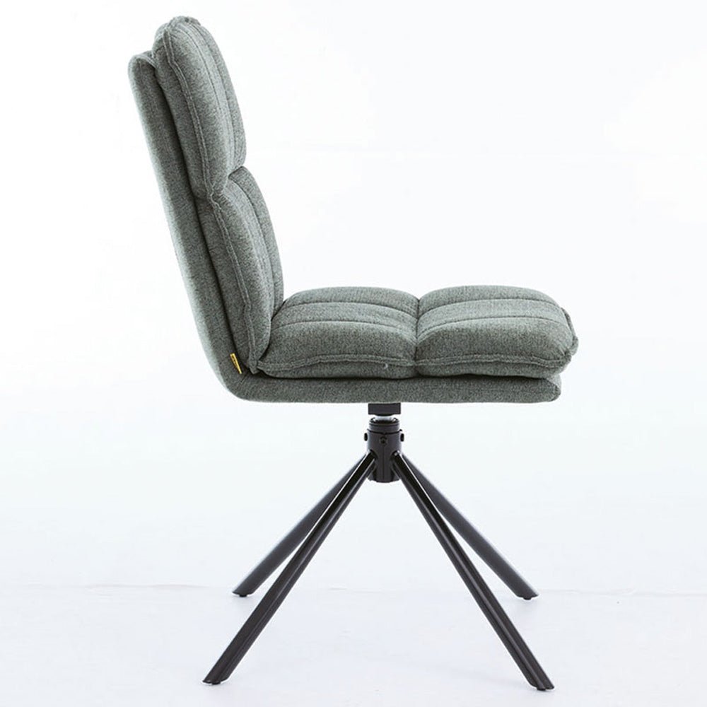 1.2m Grey Circular Ceramic Table & 4 x Forest Green Luxe Panel Stitch Swivel Chair Set - The Furniture Warehouse