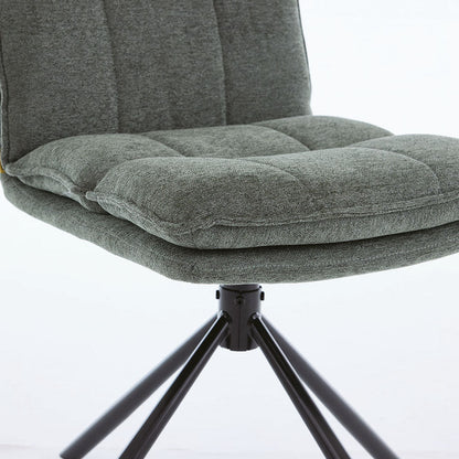 1.2m Grey Circular Ceramic Table & 4 x Forest Green Luxe Panel Stitch Swivel Chair Set - The Furniture Warehouse
