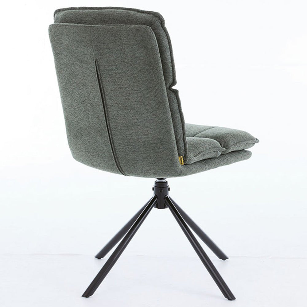 1.2m Grey Circular Ceramic Table & 4 x Forest Green Luxe Panel Stitch Swivel Chair Set - The Furniture Warehouse