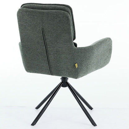 1.2m Grey Circular Ceramic Table & 4 x Forest Green Luxe Panel Stitch Swivel Chair Set - The Furniture Warehouse