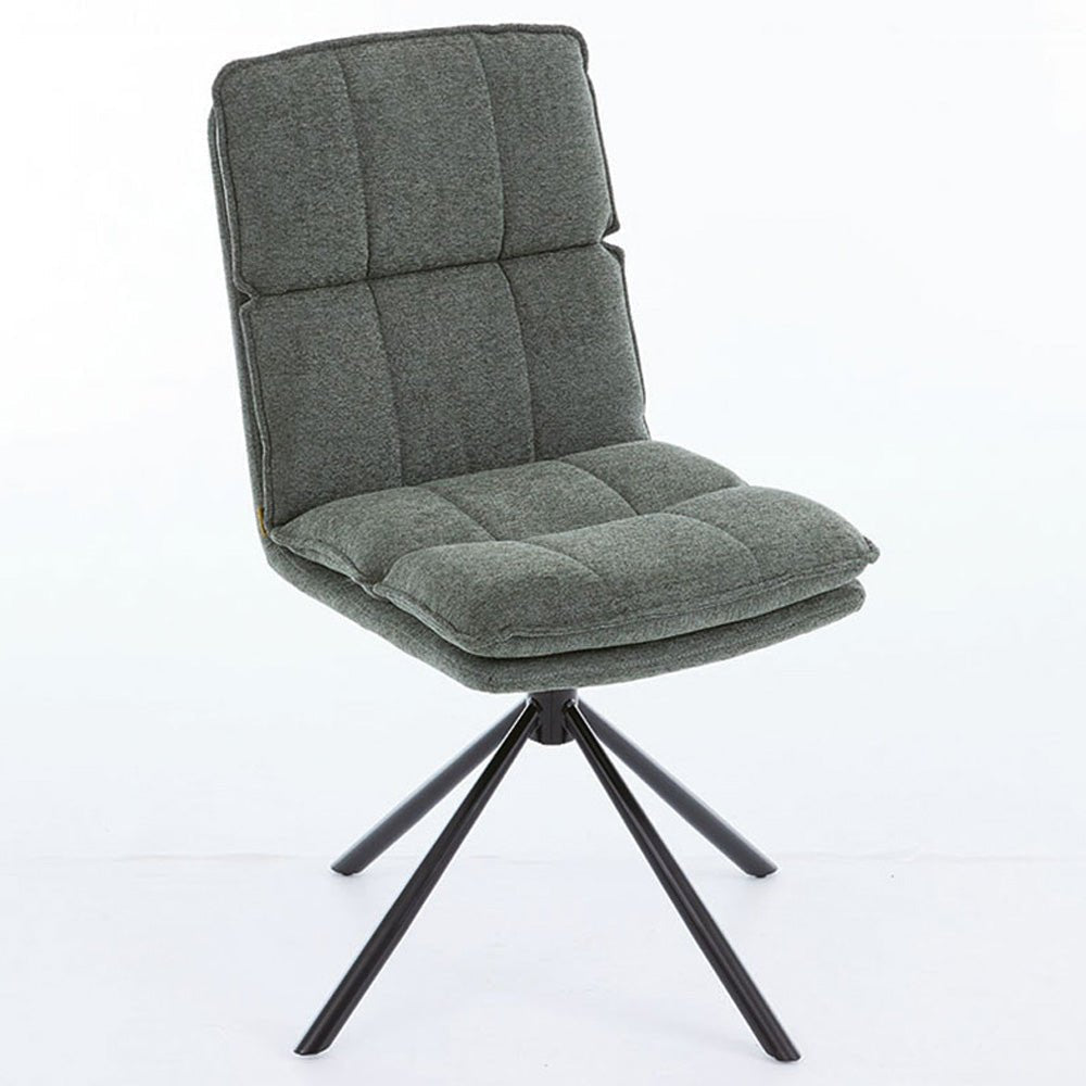 1.2m Grey Circular Ceramic Table & 4 x Forest Green Luxe Panel Stitch Swivel Chair Set - The Furniture Warehouse